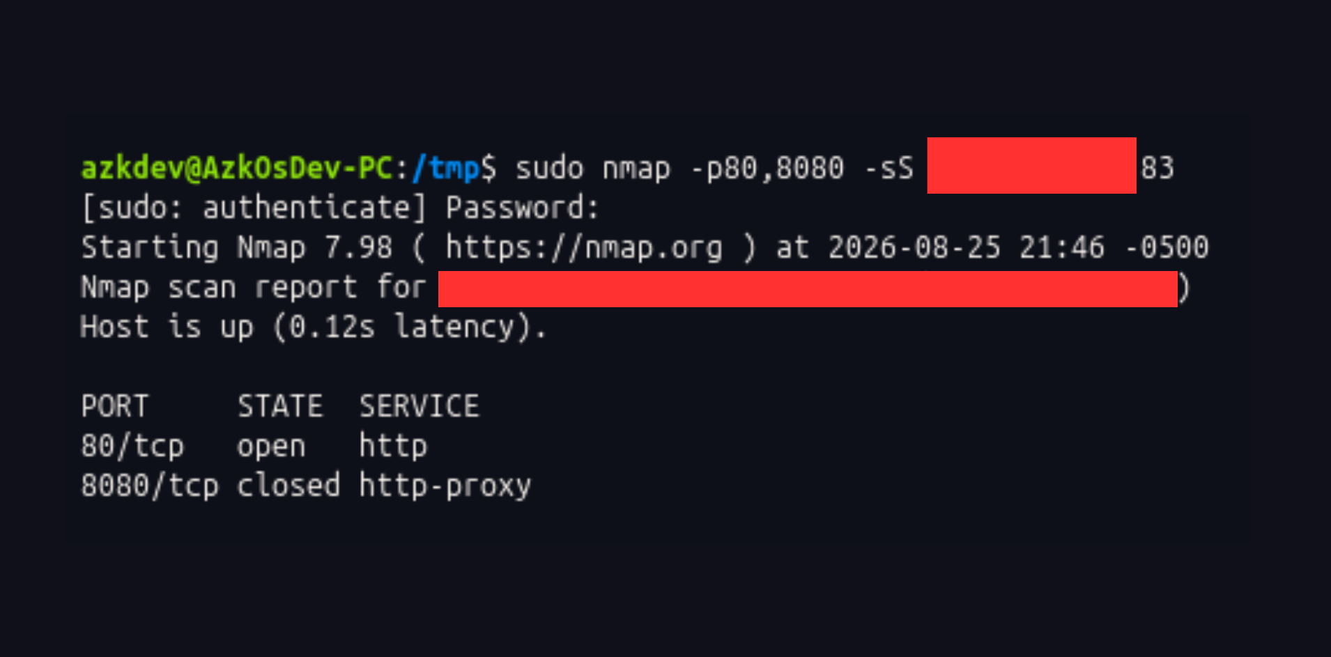 Escaneo externo con nmap sobre el host objetivo