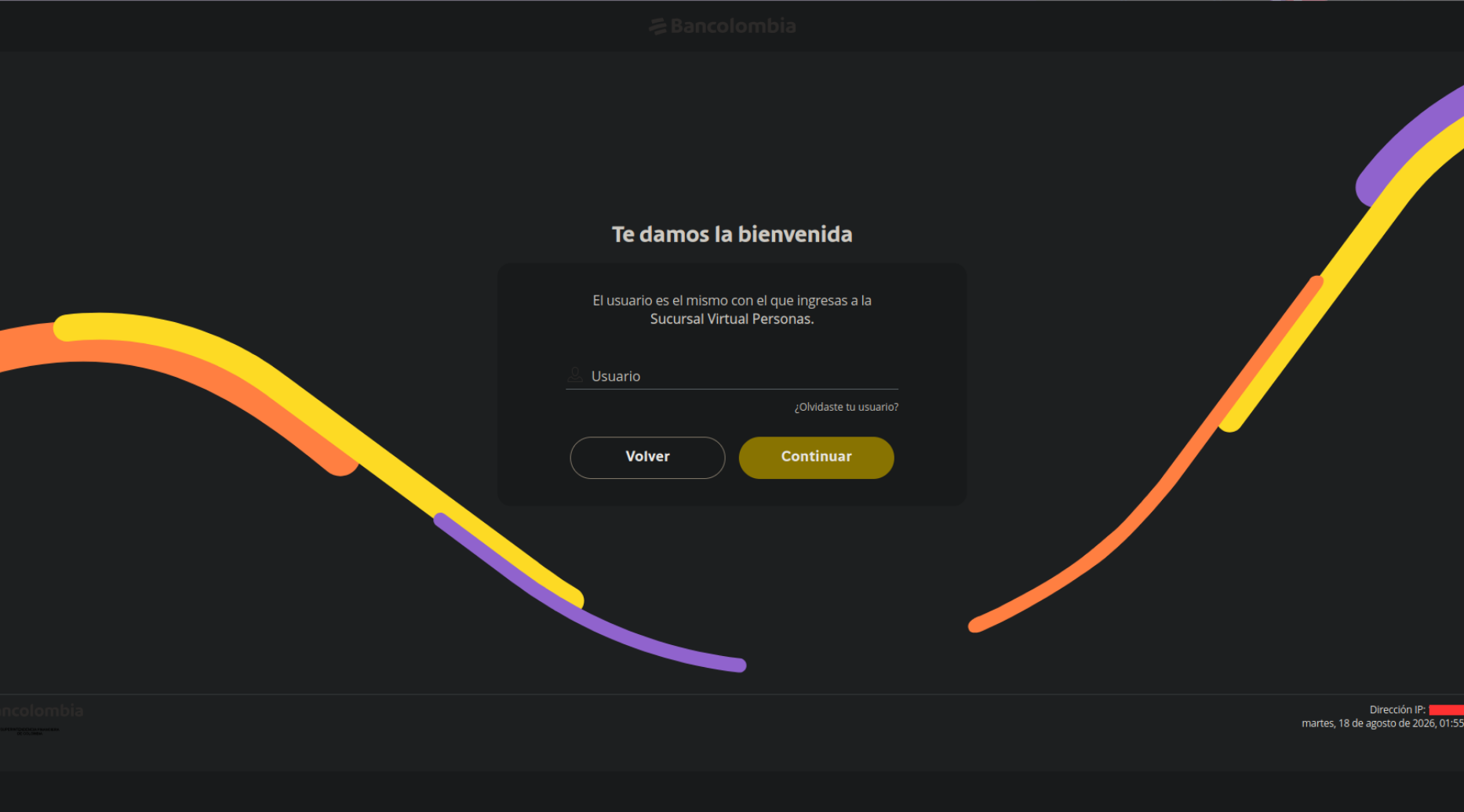 Página de phishing simulando el acceso a la sucursal virtual